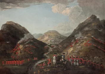 Die Schlacht von Glenshiel 1719. Figuren wahrscheinlich einschließlich Lord George Murray, ca. 1700